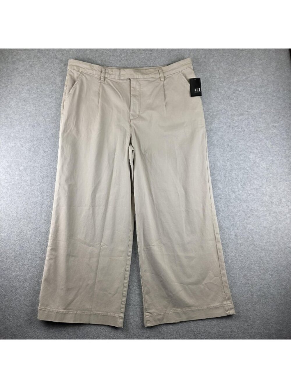 KUT From The Kloth Amara Pants Womens 16 Beige Wide Leg High Rise Chino NWT